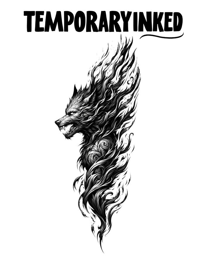 Flaming Wolf Tattoo