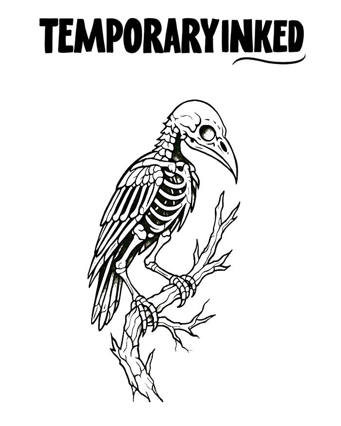 Skeletal Bird Tattoo