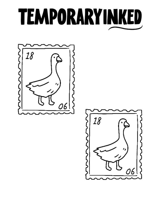 2 Small Goose Post Stamps Tattoo