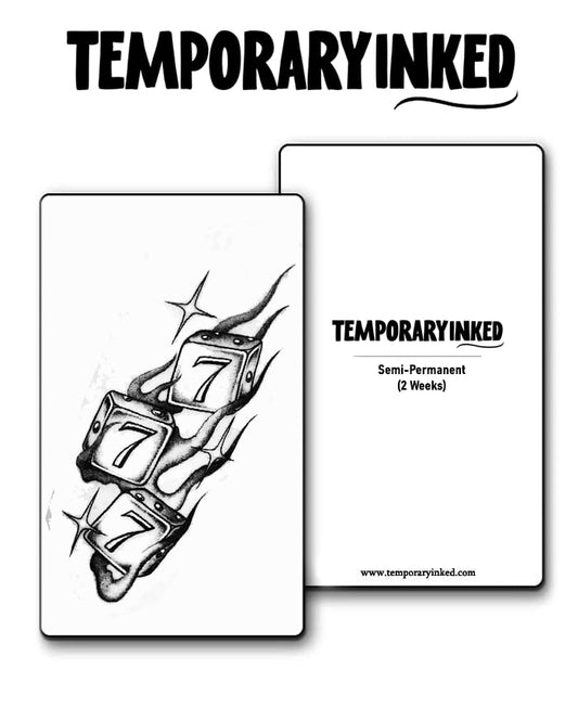 777 Flaming Dices Tattoo