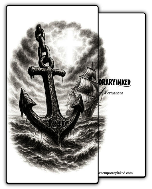 Anchor Ship Cross Tattoo