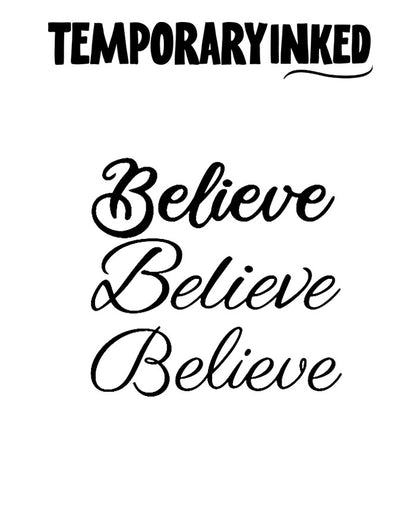 Believe Text Tattoo Pack