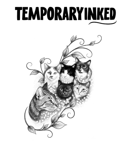 Botanical Cats Tattoo