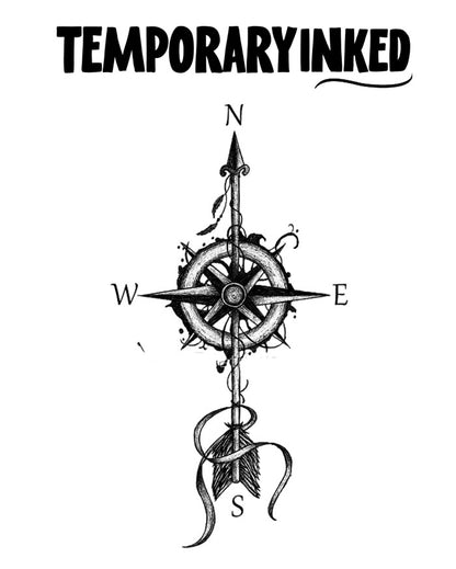Compass Arrow Large Tattoo