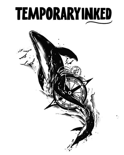 Compass Whale Tattoo