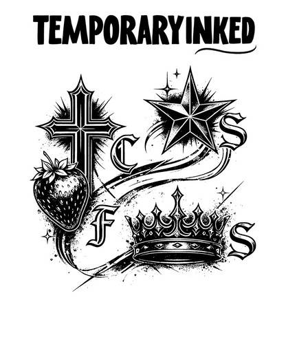 Cross and Crown Jewel Tattoo