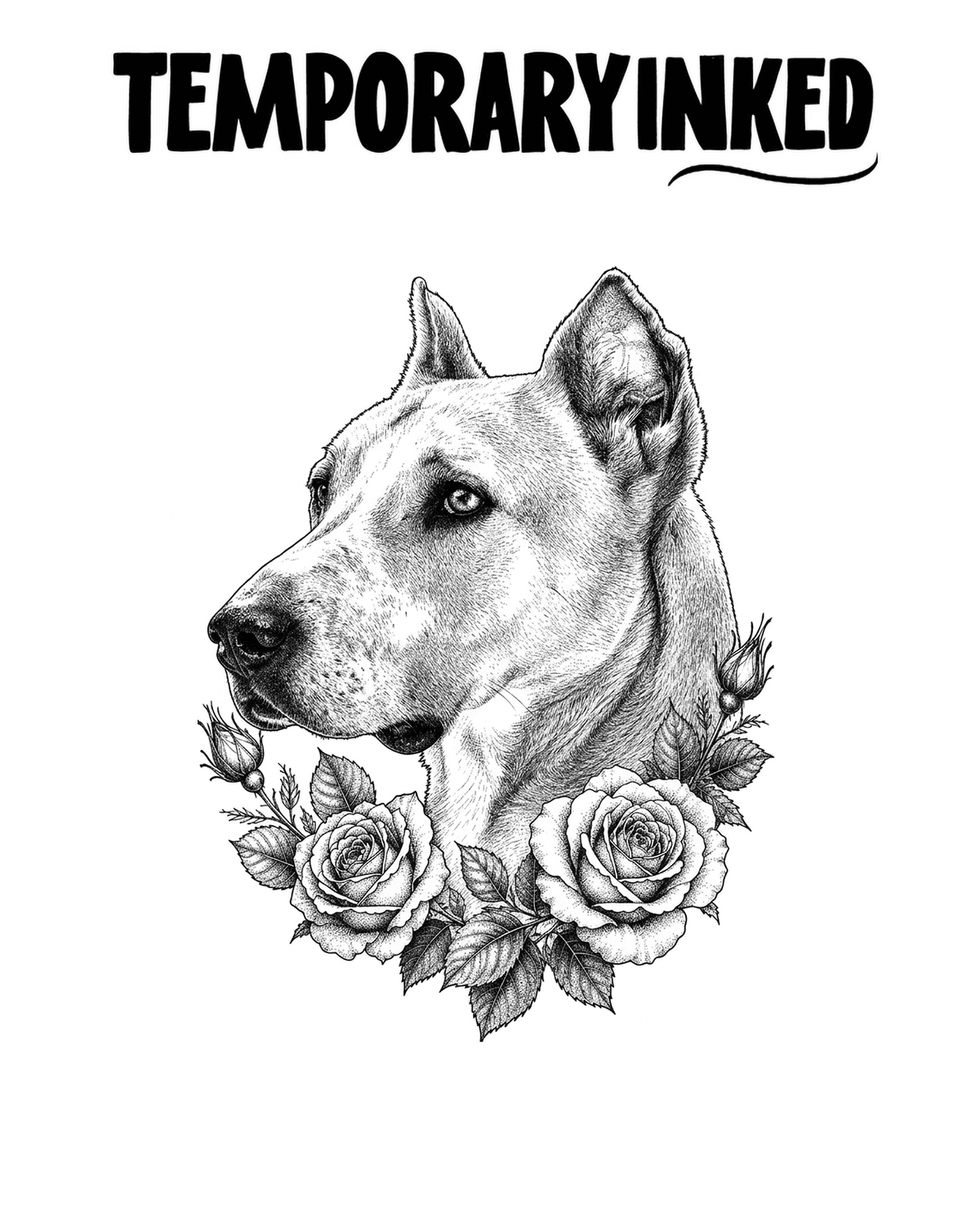 Dog and Blooms Tattoo