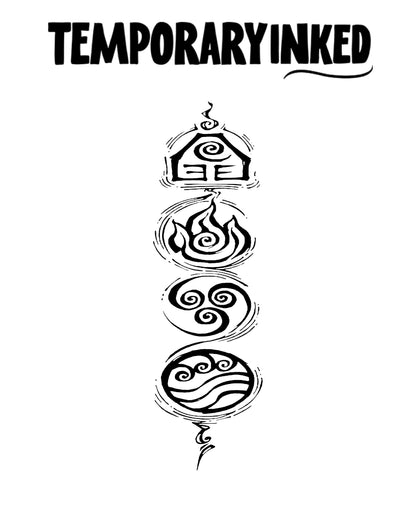 Elemental Spine Tattoo