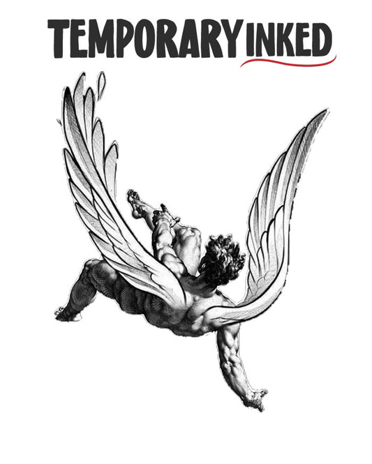 Falling Angel Greek God Tattoo by TemporaryInked.com