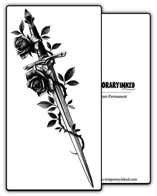 Floral Sword Large Tattoo