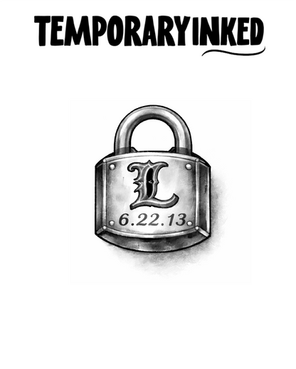 Gothic Letter L Padlock Tattoo