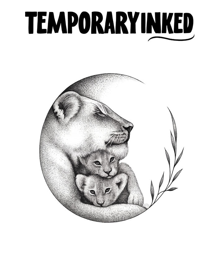 Lioness & Her Cubs Tattoo