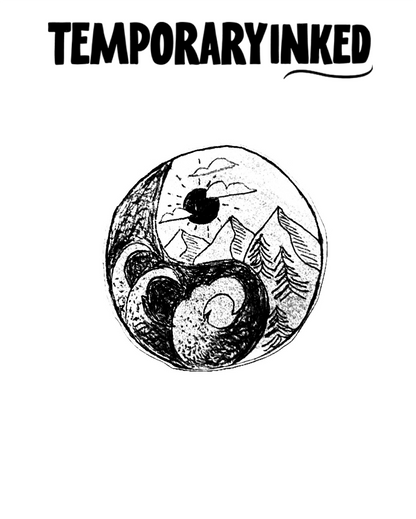 Mountain Peak Ocean Swirl Tattoo
