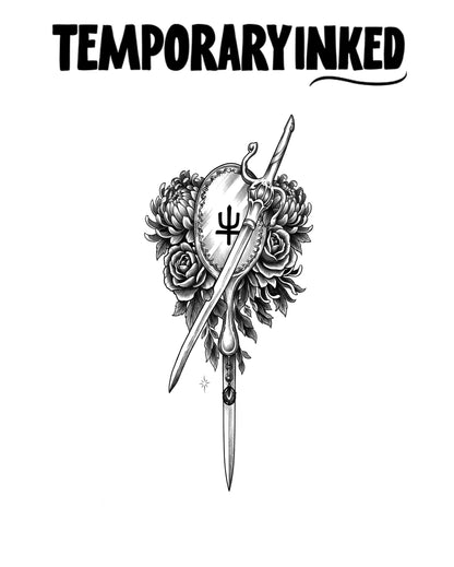Neptune Mirror And Sword Tattoo