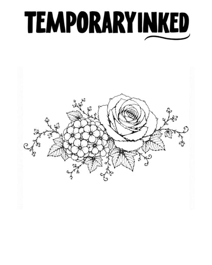 Rose & Hydrangea Tattoo