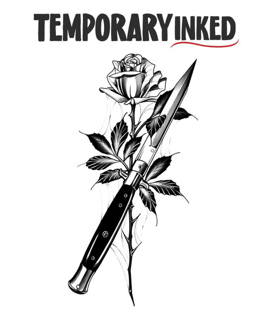 Rose Knife Tattoo by TemporaryInked.com