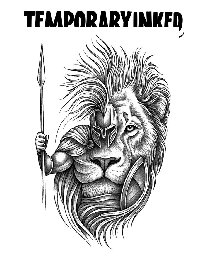 Spartan Spear & Lion Tattoo