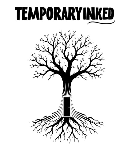 Symmetrical Silhoutte Tree Tattoo