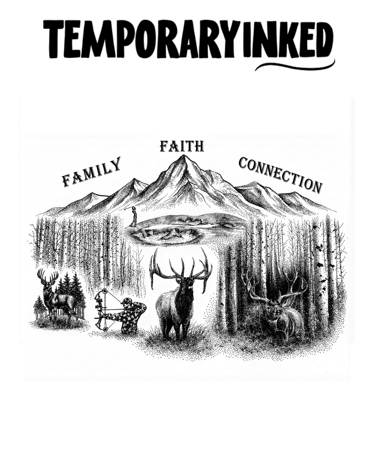 Triple Peak Family Elk Tattoo