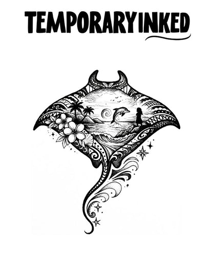 Tropical Manta Ray Tattoo
