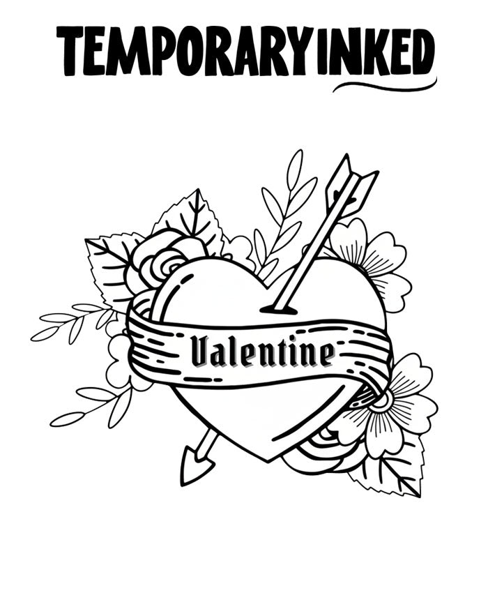 Valentine Heart Tattoo | 2 Weeks Temporary Tattoo | TemporaryInked.com ...