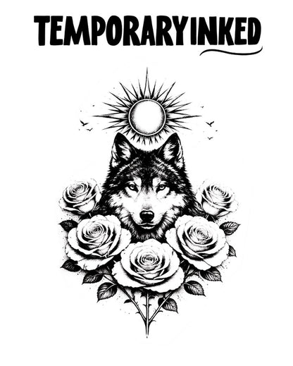 Wolf & Roses Tattoo