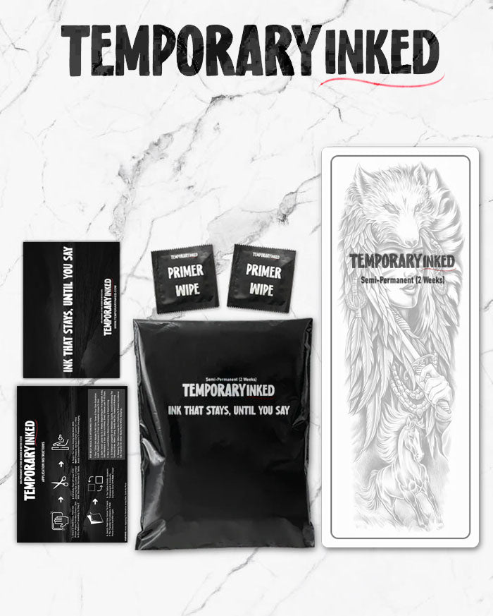 Your Order Includes - Packaging at TemporaryInked.com - Semi Permanent 2 Week Temporary Tattoos